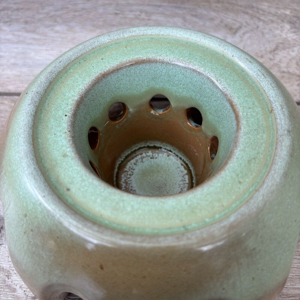 Vtg MCM Frankoma Pottery Warming Stand for Carafe Teapot Plainsman Green 82W EUC - Picture 6 of 12